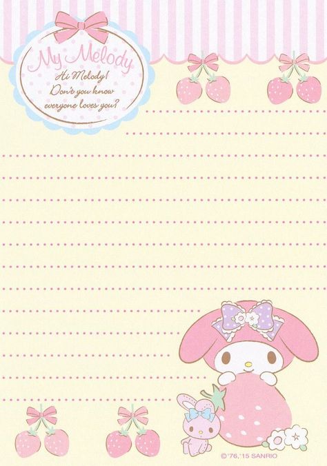 Cute My Melody Eiffel Tower Macaron Mini Note Pad - Memo Pads 39C Kawaii Printables, Writing Printables, Memo Pad Design, Hello Kitty Printables, Note Writing Paper, My Melody Wallpaper, Vintage Writing, Memo Notepad, Memo Paper