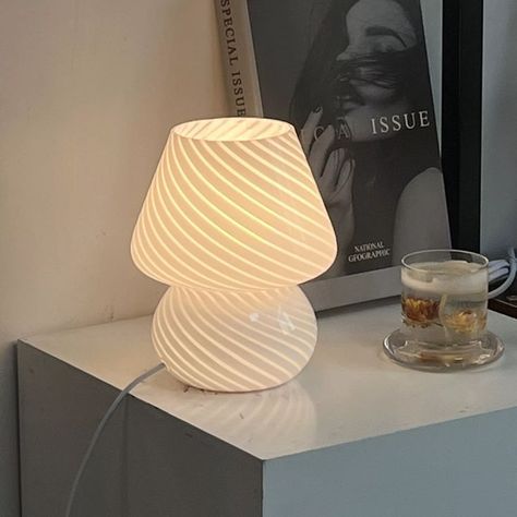 Lamp Inspo Bedroom, White Mushroom Lamp, Bedroom Lampshade, Minimal Apartment, Room Wishlist, Girls Lamp, White Decoration, Aesthetic Room Ideas, Cute Ring