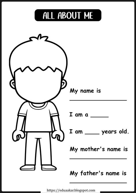 All About Me Worksheets For Kindergarten, Worksheets For Ukg Evs, My Self For Kindergarten, My Self Worksheets For Kindergarten, Welcoming Activities For Preschool, My School Worksheets For Kindergarten, Myself Worksheets For Kindergarten, About Me Worksheets For Preschool, All About Me Worksheet Kindergarten