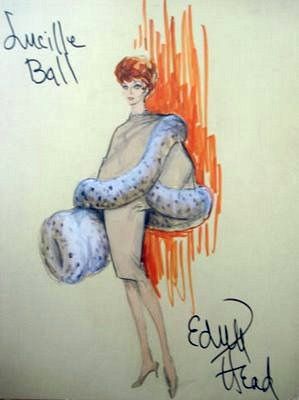 Edith Head Costume Design for Lucy by Lucy_Fan, via Flickr Lucille Ball Costume, Edith Head Sketches, Edith Head Designs, Edith Head Fashion, Costume Design Sketch, Facts Of Life, Best Costume Design, Edith Head, Hollywood Costume