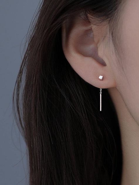 1pair New Arrival Minimalist Square Chain Threader Earrings For Women, Sleep In Ear Stud, Elegant JewelryI discovered amazing products on SHEIN.com, come check them out! Cube Decor, Chain Threader Earrings, Ear Stud, Watches Women Fashion, Threader Earrings, Elegant Jewelry, Ear Studs, Earrings For Women, New Arrival