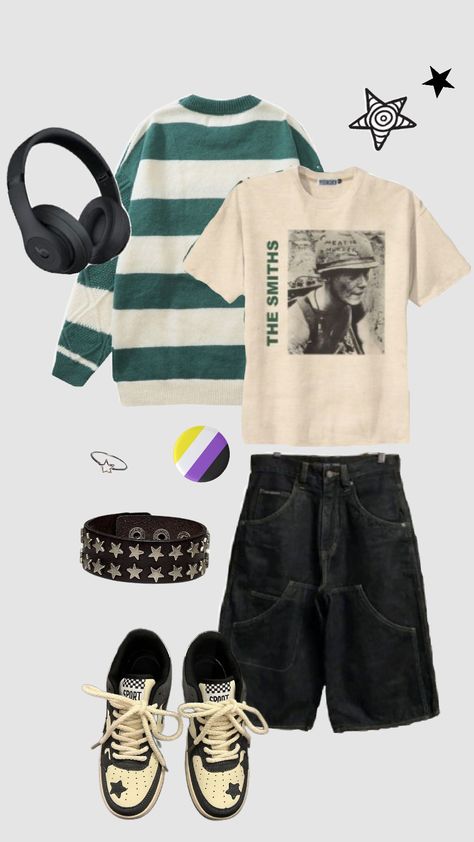 #green #outfitinspo #enby #non-binary #prettyboy Cute Enby Outfits, Amab Nonbinary Outfits, Cute Nonbinary Outfits, Non-binary Aesthetic, Nonbinary Accessories, Non Binary Fashion Androgynous Style, Non Binary Summer Outfits, Outfits Nonbinary, Nonbinary Fashion Outfits