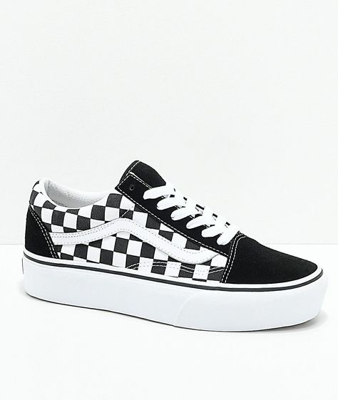 #wedges #fashionblogger #feet #womenshoes Vans Old Skool Black, Shoes Heels Prom, Tenis Vans, Old Skool Black, Black White Checkered, Black Shoes Heels, Shoes Teen, Balenciaga Shoes, Womens Shoes High Heels