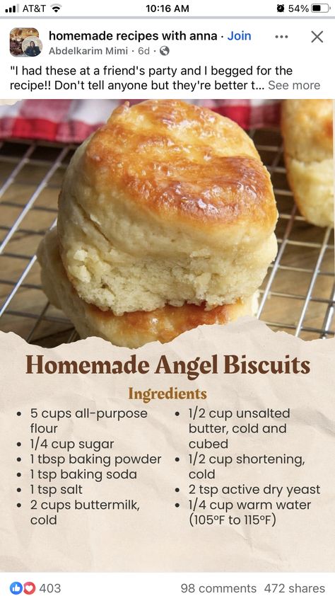 Best Biscuit Recipe, Angel Biscuits, Homemade Biscuits Recipe, Easy Biscuit Recipe, Homemade Bread Recipes Easy, Breaking Bread, Dessert Aux Fruits, Homemade Biscuits, Bread Recipes Sweet