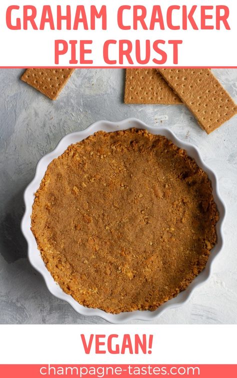 This easy vegan graham cracker crust is quick, only uses 3 ingredients, and looks and tastes infinitely better than store bought crust! Graham Cracker Pie Crust Recipe, Graham Cracker Pie Crust, Cracker Pie Crust, Graham Cracker Pie, Graham Cracker Crust Recipe, Chocolate Pie Crust, Cracker Pie, Graham Cracker Crust Pie, Vegan Pie