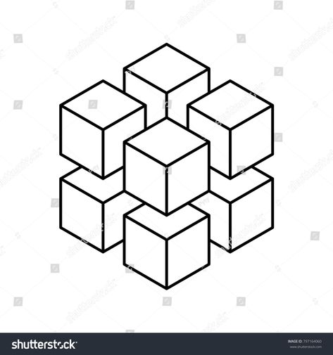 Geometric cube of 8 smaller isometric cubes. Abstract design element. Science or construction concept. Black outline 3D ve #Ad , #Sponsored, #cubes#Abstract#design#isometric Female Digital Art, Isometric Cube, Geometric Graphic Design, Optical Illusion Tattoo, Wal Art, Art Optical, 3d Vector, Geometric Drawing, Architecture Tattoo