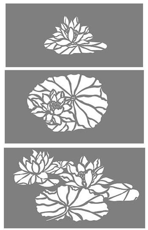 Lotus Flower Stencil, Lily Stencil, Stencil Motifs, Bamboo Mural, Waterlily Flower, Stencil Flower, Flower Tattoo Stencils, Flower Stencils, Stencil Decor