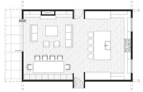 Open Concept Kitchen Living Room Layout, Kitchen Dining Room Combo, Dining Room Layout, Open Concept Kitchen Living Room, Kitchen Floor Plan, Open Floor Plan Kitchen, Living Room Floor Plans, Living Room And Kitchen Design, Open Plan Kitchen Dining Living