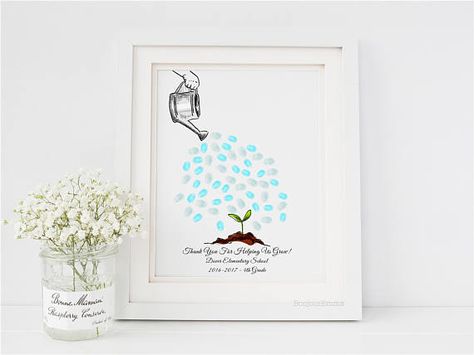 Teacher Gift Fingerprint, Teacher Appreciation, Thank You Class Gift for Teacher, Classroom Thumbprint tree Printable, End of Year Gift Thumbprint Tree, Fingerprint Guestbook, Fingerprint Art, Preschool Gifts, Baby Shower Guest Book, Class Gift, Great Teacher Gifts, Diy Teacher Gifts, Numbers Font