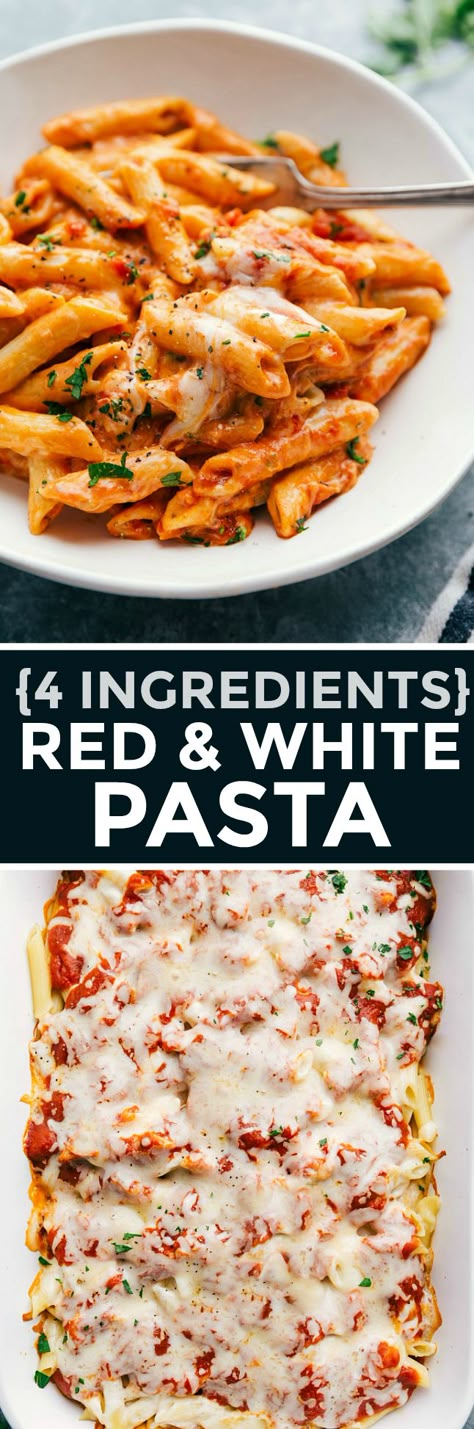 Red Sauce Casserole Recipes, Alfredo And Red Sauce Pasta Recipes, Noodles And Red Sauce Recipes, Red And White Spaghetti, Pasta Red And White Sauce, Two Sauce Pasta Bake, 2 Sauce Pasta Bake, Red And Alfredo Sauce Pasta, Red And White Sauce Spaghetti