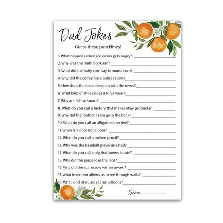 A fun game to add humorous moments to your Baby Shower! Perfect for Baby Showers, Couples Shower, Gender Reveal parties, and Baby birthday. Watercolor artwork of clementines, and oranges paired with an elegant brush font. Ideal for a cuties or citrus theme event. Size: 5 x 7.  Color: Green. August Baby Shower Themes, Funny Baby Shower Themes, A Little Cutie Baby Shower Theme, Cutie Orange Baby Shower Theme, Cutie Themed Baby Shower Ideas, Co Ed Baby Shower Games, Couples Baby Shower Games, Daddy Jokes, Co-ed Baby Shower Games