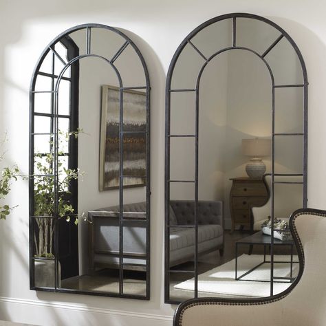 Dillingham Arch Mirror | Uttermost Mirrors Ideas, Black Arch Mirror, Room Mirrors, Painted Fox Home, Black Arch, Uttermost Mirrors, Room Mirror, Focal Wall, Mirror Large