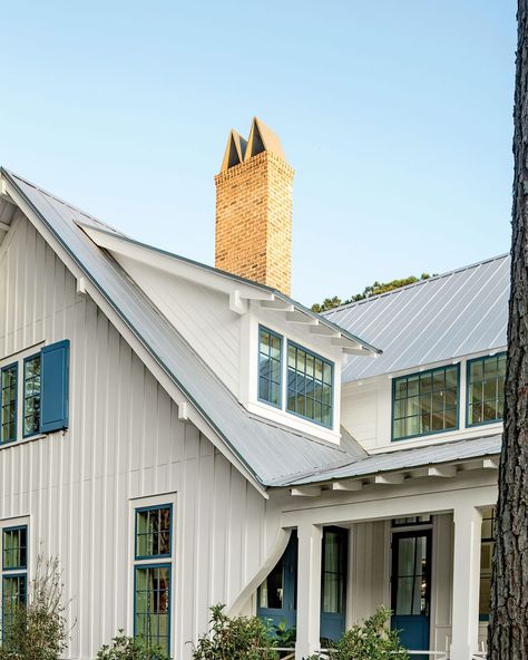 Exterior: The Roof Living Exterior, Metal Roof Houses, Blue Window, Suzanne Kasler, Shed Dormer, Palmetto Bluff, House Photo, Roof Window, Roof Colors