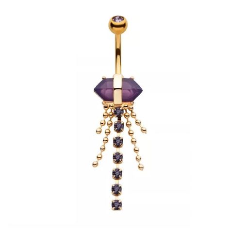 PRICES MAY VARY. STYLE: Amethyst Crystal with Dangling Gems and Beads Belly Button Ring MATERIAL: 316L stainless steel and cubic zirconia crystals GAUGE/BAR THICKNESS: 14GA (1.6mm) BARBELL LENGTH: 3/8" (10mm) Crystal Gauges, Tragus Daith, Pregnancy Belly Rings, Fake Nose Rings, Circular Barbell, Belly Button Ring, Tunnels And Plugs, Button Ring, Belly Rings