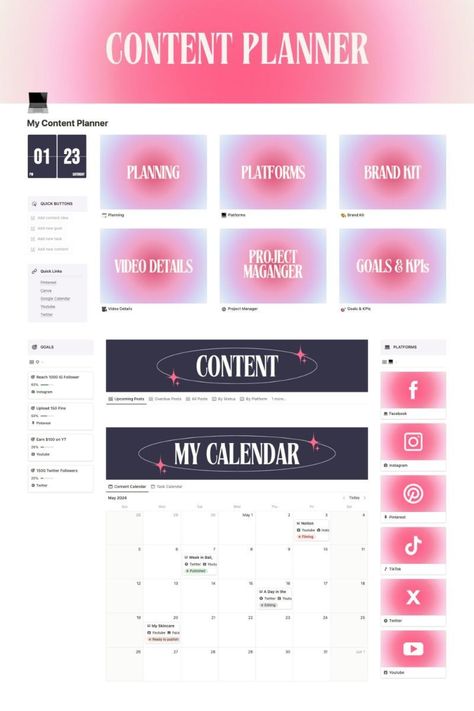 🌟 Streamline Social Media with Our Ultimate Content Planner Notion Template 🌟 ramadanplanner2024 #plannerinserts🗒️.