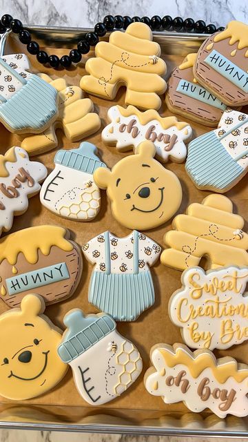 Winnie The Pooh Cookies Baby Boy, Winnie The Pooh Cookies 1st Birthday, Pooh Bear Cookies Decorated, Winnie The Pooh Sugar Cookies Baby, Winnie The Pooh Royal Icing Cookies, Pooh Cookies Decorated, Winnie Pooh Cookies, Winnie The Pooh Cookies Decorated, Winnie The Pooh Baby Shower Cookies