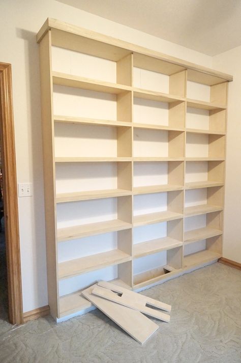 DIY Built-In Book Case | ehow Wall Book Shelf Ideas, Invisible Bookshelves, Freestanding Bookshelves, How To Make Bookshelves, Homemade Bookshelves, Diy Bookshelf Wall, Diy Bookshelf Design, Built In Wall Shelves, Cheap Bookshelves