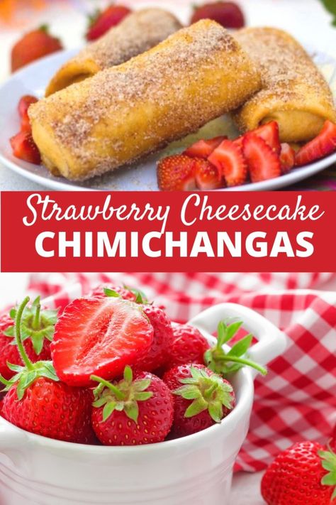 Strawberry Cheesecake Chimichangas Recipe, Strawberry Cheesecake Tacos, Cheesecake Chimichangas Recipe, Best Strawberry Cheesecake, Budget Breakfast, Cheesecake Chimichangas, Strawberry Cheesecake Chimichangas, Cheesecake Tacos, Chimichanga Recipe