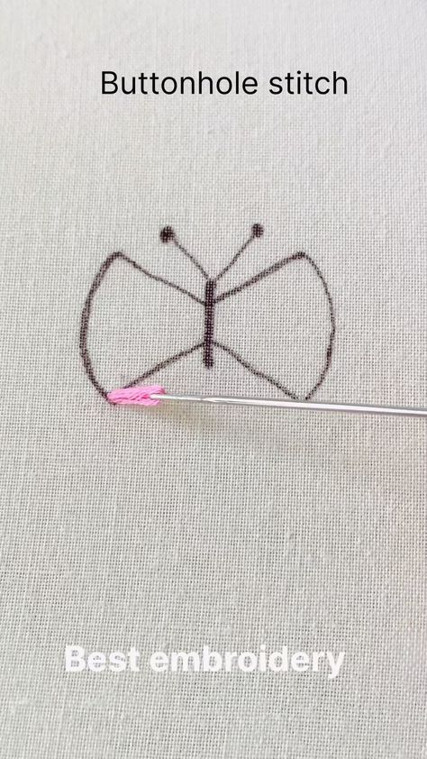 Best embroidery by Naziyajaleel | 🦋easy method of stitching butterfly ❤️❤️ #embroidery #embroideryart #handmade #handembroiderytutorial #butterfly #embroiderybutterfly… | Instagram Buttonhole Stitch Embroidery, Diy Embroidery Thread, Buttonhole Stitch, Modern Hand Embroidery Patterns, Butterfly Stitches, Basic Hand Embroidery Stitches, Simple Hand Embroidery Patterns, Embroidery Lessons, Diy Embroidery Designs