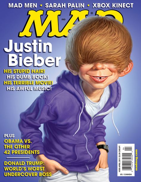 Bieber Fever!  www.netkaup.is Madonna Albums, Mad Tv, Funny Items, Mad Magazine, Sarah Palin, Mad World, Bd Comics, Marlon Brando, Sylvester Stallone