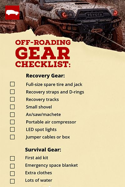 Off-Road Gear Checklist: 50+ Items To Pack In Your 4runner Off Road Recovery Gear, Atv Gear, Check Lists, Overland Gear, Tacoma Truck, Overland Truck, 4x4 Truck, Desert Tour, Portable Air Compressor