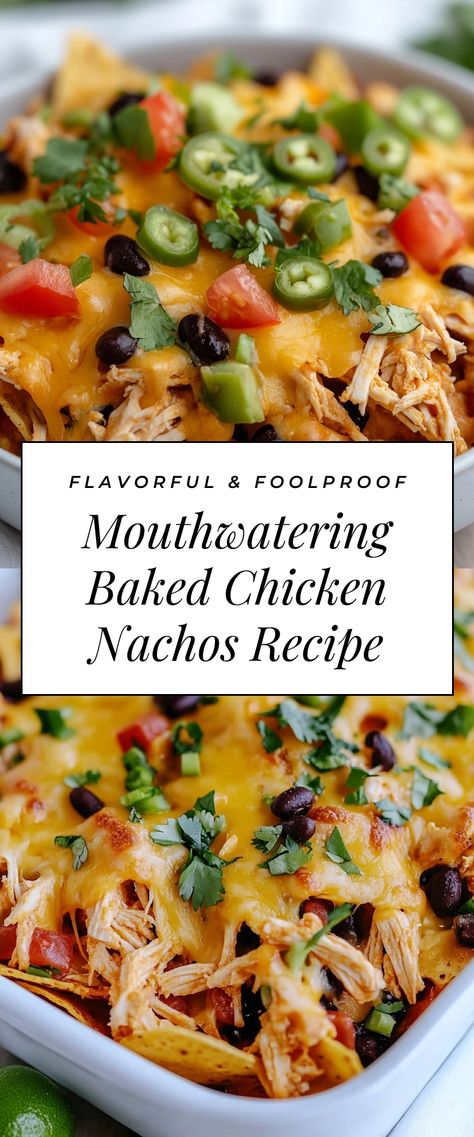 Image for Mouthwatering Baked Chicken Nachos Recipe Chicken Nachos With Rotisserie Chicken, Best Chicken Nachos Recipe, Loaded Nachos Recipe Chicken, Chicken Nacho Recipes, Easy Nachos Recipe Simple, Chicken Nachos Recipe Easy, Nachos Recipe Chicken, Ground Chicken Nachos, Healthy Chicken Nachos