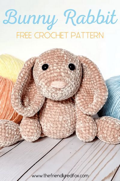 A FREE crochet pattern for this hippity hoppity floppy eared bunny rabbit amigurumi! Make it just in time for Easter! Crochet Patterns Baby Girl, Crochet Patterns Baby Boy, Velvet Bunny, Bunny Amigurumi, Crochet Bunny Pattern, Crochet Rabbit, Crochet Patterns Free Blanket, Crochet Animal Patterns, Crochet Stitch