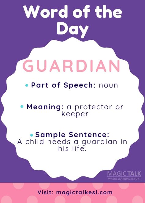 Word Of The Day Vocabulary, Esl Resources, Parts Of Speech, English Study, Word Of The Day, English Vocabulary, Fun Learning, Learn English, Grammar