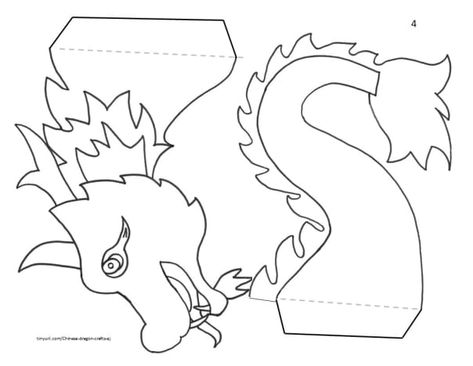 This template is the largest dragon pattern and has two pages. On the first one, you will find the head and tail. On the next, you will find the legs. Dragon Head Printable, Dragon Template Free Pattern, Dragon Puppet Template Free Printable, Dragon Head Template, Dragon Crafts Preschool, Dr Seuss Preschool, Toilet Paper Tubes, Chinese Dragon Art, Make A Dragon