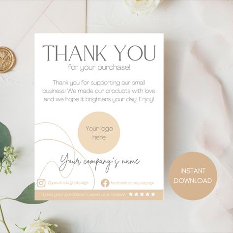 Fashion Layout, Small Business Packaging, Printable Thank You Cards, Thank You Card Template, Brand Experience, Expressing Gratitude, Thank You Notes, Card Templates, Brighten Your Day