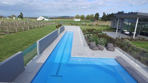 Pool Design Plans, Lap Pools Backyard, Portugal House, Lap Pool Designs, Swimming Pool Size, Swimming Pool Decorations, Lap Pools, Simple Pool, Hawkes Bay