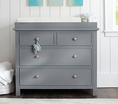 Elliott Dresser & Topper Set | Pottery Barn Kids Changing Table Storage, Nursery Seating, Boy Dresser, Changing Table Pad, Nursery Dresser, Baby Changing Tables, Kids Dressers, Nursery Storage, Playroom Furniture