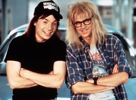 Waynes World... Party Time... Excellent!!! Wayne And Garth, Movie Duos, Good Comedy Movies, Waynes World Hat, Movie Halloween Costumes, 90s Pop Culture, Comedy Duos, Wayne's World, Rob Lowe