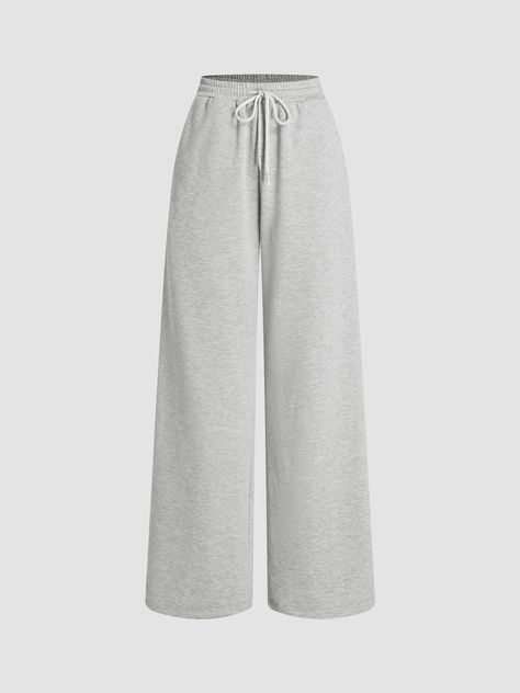 Knit Fabric High Elastic Waist Solid Wide Leg Trousers For School Daily Casual Gym/Sports Outdoor Winter Trousers, Drawstring Jacket, Glamorous Outfits, Pink Sweats, Wide Leg Sweatpants, Wide Trousers, Sports Trousers, Clothing Details, Pantalon Large