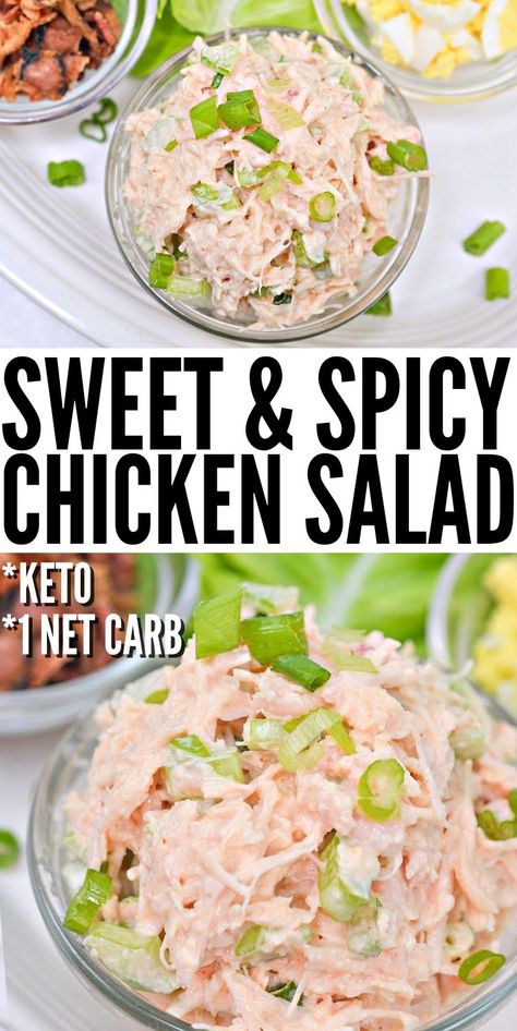 Keto Sweet and Spicy Canned Chicken Salad #ketosweetandspicychickensalad #sweetandspicychickensalad Keto Spicy Chicken Sandwich, Spicy Chicken Salad Recipe, Chicken Salad Keto, Spicy Recipes Easy, Canned Chicken Salad, Canned Chicken Salad Recipe, Spicy Chicken Salad, Sweet Spicy Chicken, Stylish Cravings