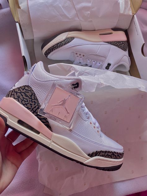 #pink #pinkshoes #jordansforwomen #shoes #airjordan #streetwear #style Pink Jordan 3, Pink Air Jordans, Baddie Sneakers, Jordan 3 Neapolitan, Jordan Pink, Pink Jordans, Pretty Sneakers, Basket Style, Jordan Shoes Girls