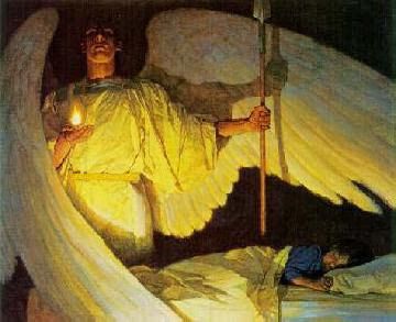 guardian angel watches over sleeping child | Angels Watching Over Me Thomas Blackshear, Prophetic Art, Art Tumblr, San Michele, Angels Among Us, Psalm 91, Biblical Art, Guardian Angels, Jesus Art