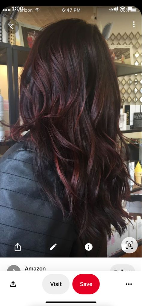 Burgundy Undertone Hair, Dark Brunette Hair Ideas Colour, Black Hair With Tint Of Red, Dark Hair With Burgundy Tint, Black Hair Mahogany Highlights, Brownish Red Highlights On Black Hair, Black Cherry Highlights Dark Brown, Dark Hair Cherry Highlights, Red Partial Balayage