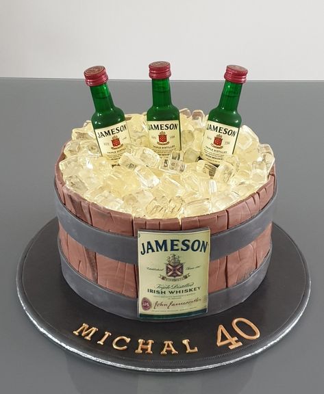 Jameson Cake Ideas For Men, Jameson Birthday Cake For Men, Jameson Birthday Theme, Jameson Whiskey Cake, Jameson Cake, Whiskey Bundt Cake, Whiskey Theme Party, 40th Birthday Cakes For Men, Whisky Cake