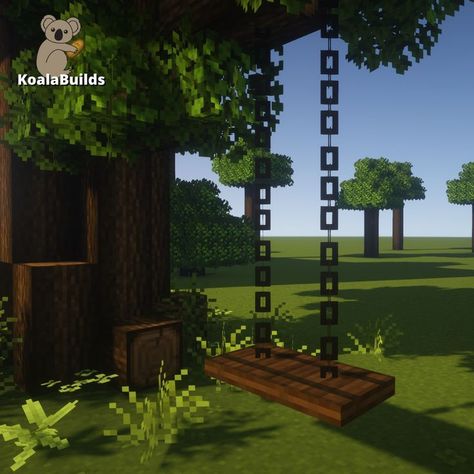 Minecraft: Easy swing design | Minecraft, Easy minecraft houses, Minecraft houses Easy Treehouse, Minecraft Outdoor Ideas, Simple Treehouse, Minecraft Outdoor Decor, Minecraft Jungle House, Minecraft Treehouses, Minecraft Tree, Houses Minecraft, Minecraft Houses Survival