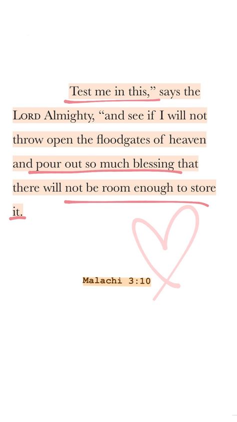 Malachi 3 10, Comforting Bible Verses, Quotes Christian, Ayat Alkitab, Bible Study Verses, Christian Bible Quotes, Bible Motivation, Bible Study Notes, Prayer Scriptures