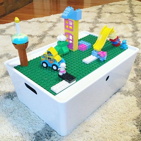 Duplo Storage, Lego Table Ikea, Play Storage, Lego Storage Organization, Declutter Home, Lego Table, Storage Kids Room, Box Creative, Lego Room