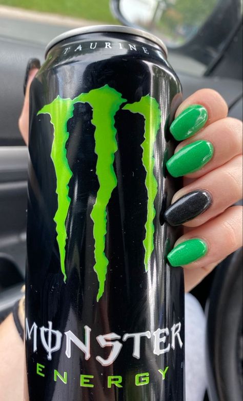 Wreck It Ralph Edit, Green Monster Drink, Monster Energy Nails, Energy Nails, Energy Drink Aesthetic, Energy Monster, Monster Drink, Jinx And Ekko, Look Emo