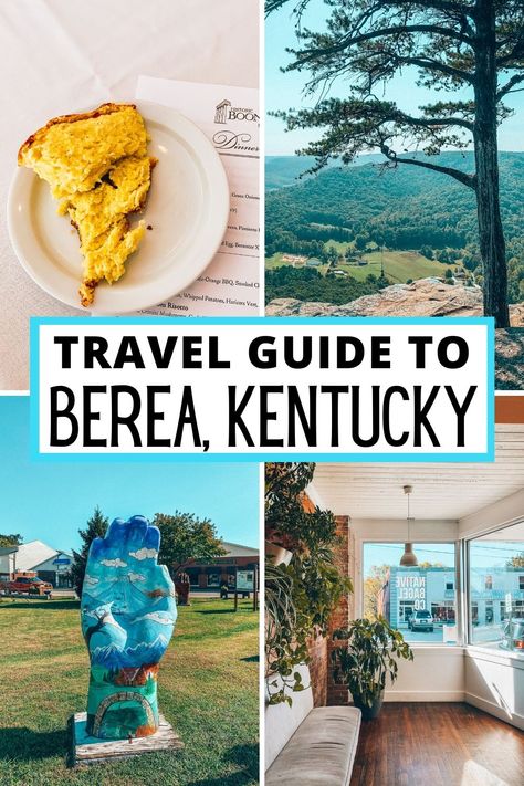 This travel guide to Berea, Kentucky covers all the best things to do for an unforgettable trip from hiking the Pinnacles, the best places to eat in Berea and all about the Artisan Village. | Ohio travel, Kentucky travel, Cincinnati road trips, weekend trips from Cincinnati, where to go in Kentucky Berea Kentucky Shops, Travel Kentucky, Berea Kentucky, Kentucky Vacation, Berea Ky, Kentucky Travel, Ohio Travel, Red River Gorge, Us Road Trip