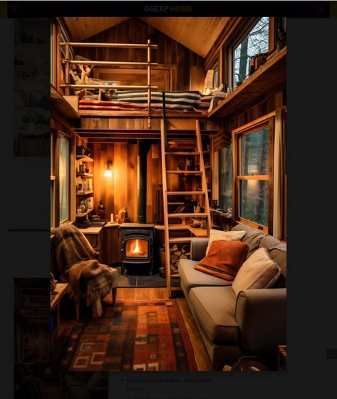 Inside Rustic Cabins, Tiny Cabins Interiors Loft, Cozy Tiny Home Interior, Small Loft Cabin, Tiny Rustic Cabin Interior, 12x24 Tiny House Interior, Cozy Tiny Cabin, Small Log Cabin Interior Rustic Tiny Homes, Tiny House Rustic Interior