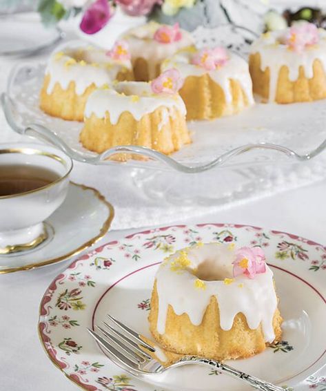 Looking for the perfect conclusion to your tea party? Bring your afternoon tea to a close with beautiful and scrumptious miniature cakes, like these dainty Mini Lemon Bundt Cakes that graced the cover of our March/April 2021 issue. Find a lovely collection of 9 scrumptious petite treats for teatime at https://bit.ly/3hACh7T. China courtesy of @replacementsltd. Lemon Bundt Cakes, Mini Lemon Bundt Cakes, Lemon Glaze Recipe, Sandwiches Recipes, Miniature Cakes, Lemon Bundt Cake, Sour Cream Cake, Mini Bundt Cakes, Lemon Glaze