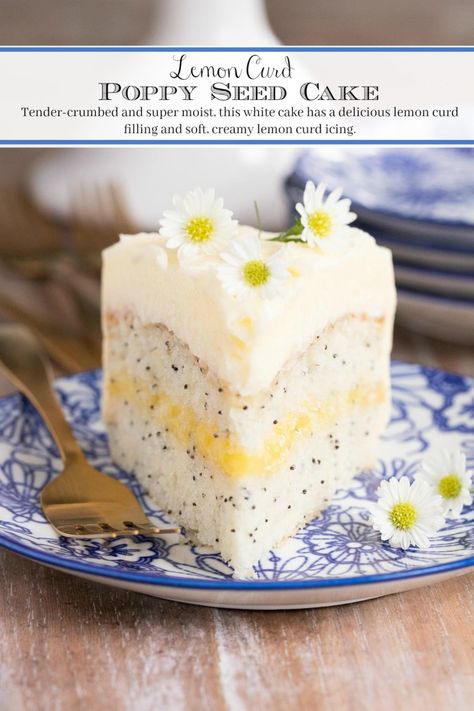 Lemon Poppy Seed Wedding Cake, Best Lemon Poppyseed Cake, White Cake With Lemon Curd Filling, Lemon Curd Layer Cake, Lemon Poppyseed Cake With Lemon Curd, Things To Make With Lemon Curd, What To Do With Lemon Curd, Cute Summer Cakes, Cake Flavour Combinations