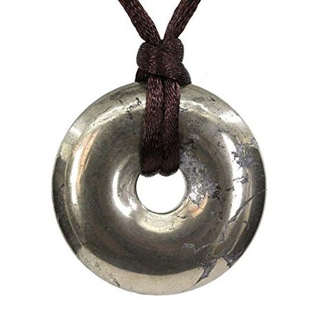 Natural Yellow Iron Pyrite Gemstones 30mm Circle Peace Donut Beads Adjustable Braided Rope Pendant Necklace Crystals For Money, Crystals For Wealth, Crystals For Luck, Attract Wealth And Prosperity, Donut Pendant, Iron Pyrite, Braided Necklace, Power Crystals, Braided Rope