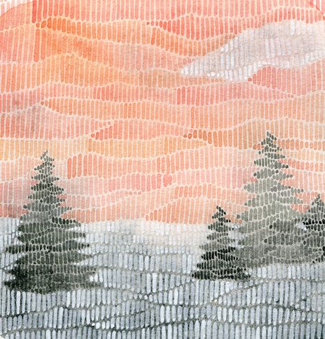 Aquarelle Art, Christmas Landscape, Principles Of Art, Winter Sky, Watercolor Abstract, Watercolor Christmas, Landscape Illustration, Sky Art, Amazing Art Painting