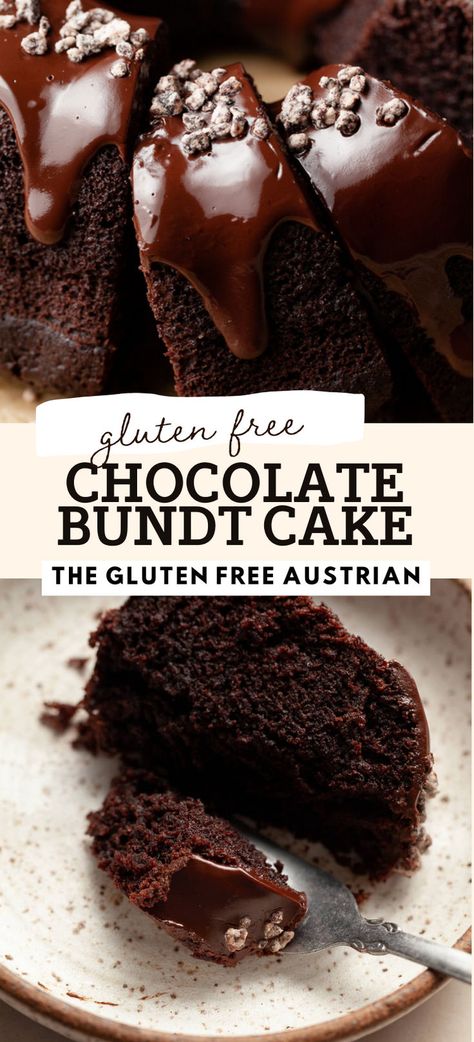 Follow this recipe to make a moist, tender, and super-chocolatey gluten free chocolate bundt cake. Perfect for all Chocolate Lovers Bundt Cake Gluten Free, Moist Chocolate Bundt Cake, Gluten Free Bundt Cake, Gluten Free Chocolate Desserts, Cake Gluten Free, Chocolate Bundt, Chocolate Bundt Cake, Holiday Dessert Recipes, Gluten Free Cake